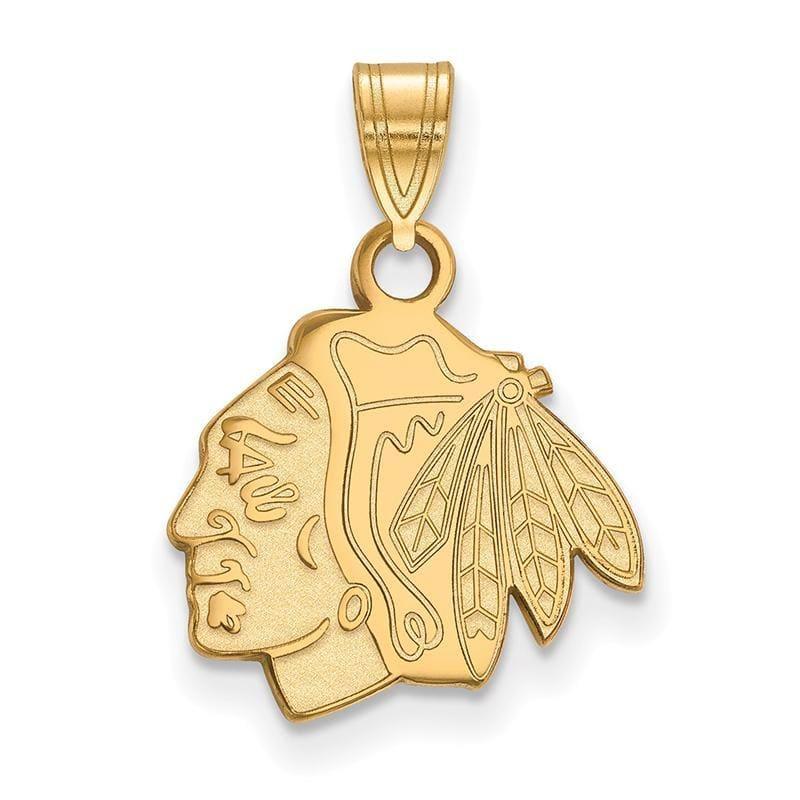 Sterling Silver w-GP NHL LogoArt Chicago Blackhawks Small Pendant - Seattle Gold Grillz