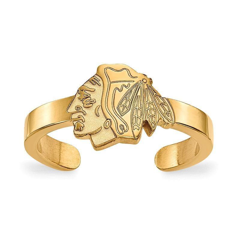 Sterling Silver w-GP NHL LogoArt Chicago Blackhawks Toe Ring - Seattle Gold Grillz