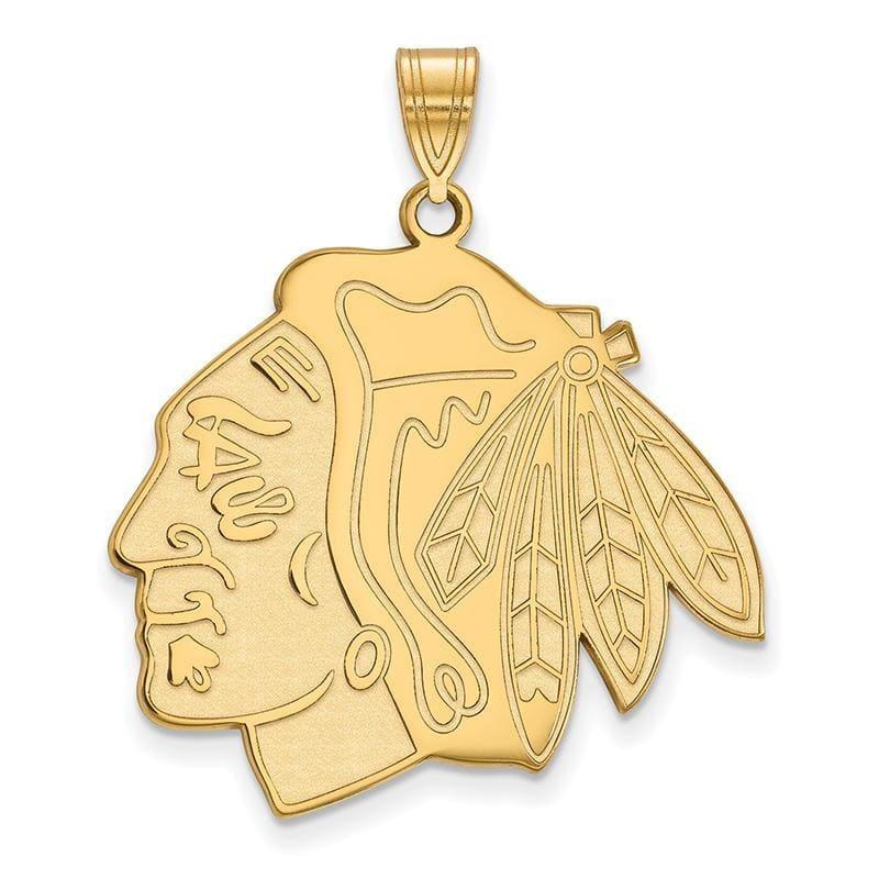 Sterling Silver w-GP NHL LogoArt Chicago Blackhawks XL Pendant - Seattle Gold Grillz