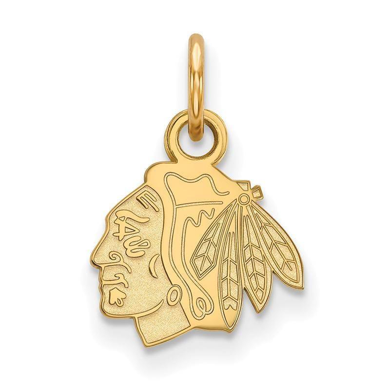 Sterling Silver w-GP NHL LogoArt Chicago Blackhawks XS Pendant - Seattle Gold Grillz