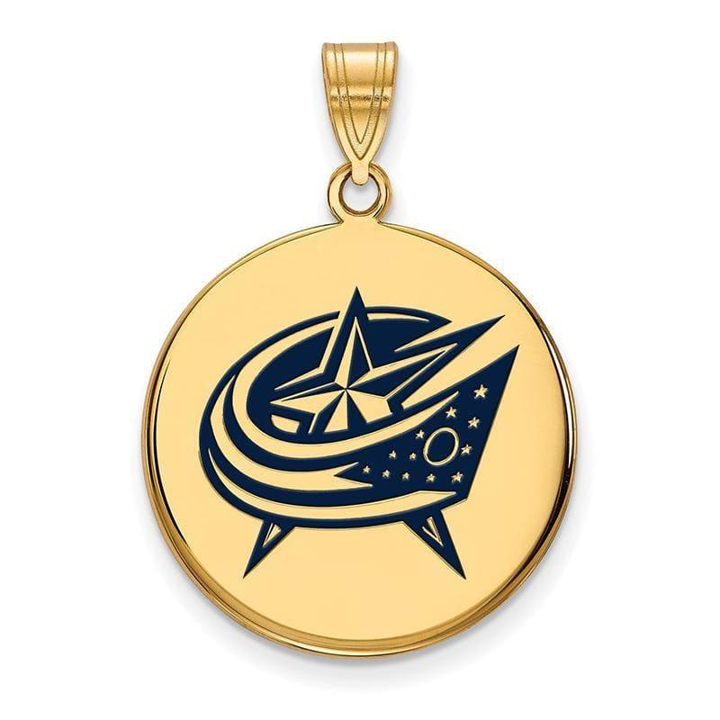Sterling Silver w-GP NHL LogoArt Columbus Blue Jackets Lg Enl Disc Pendant - Seattle Gold Grillz