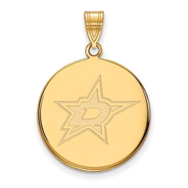 Sterling Silver w-GP NHL LogoArt Dallas Stars Large Disc Pendant - Seattle Gold Grillz