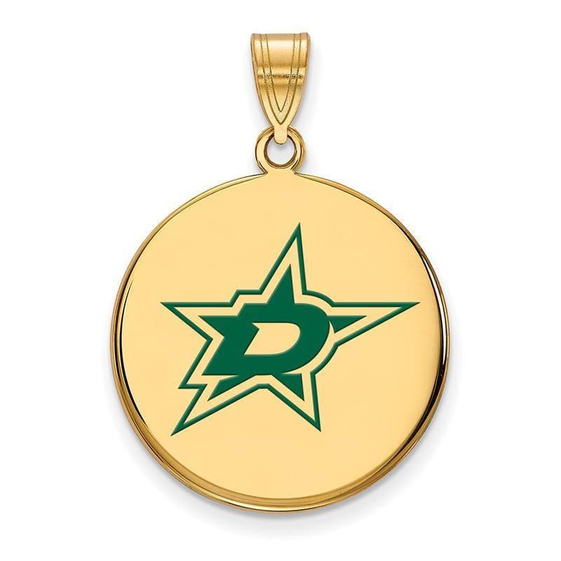 Sterling Silver w-GP NHL LogoArt Dallas Stars Large Enamel Disc Pendant - Seattle Gold Grillz