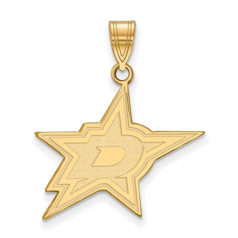 Sterling Silver w-GP NHL LogoArt Dallas Stars Large Pendant - Seattle Gold Grillz