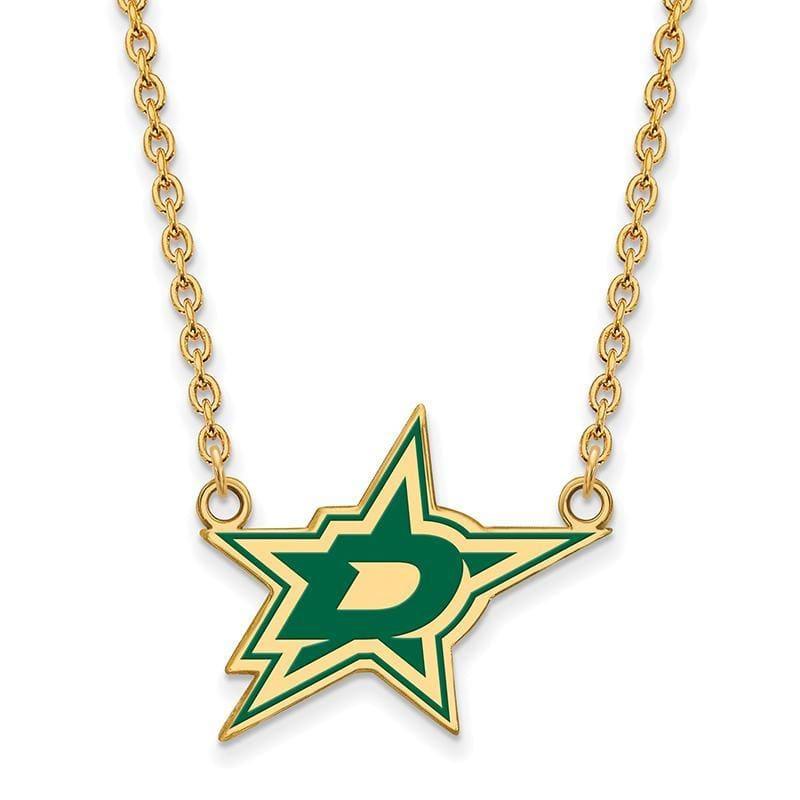 Sterling Silver w-GP NHL LogoArt Dallas Stars Lg Enl Pendant w-Necklace - Seattle Gold Grillz