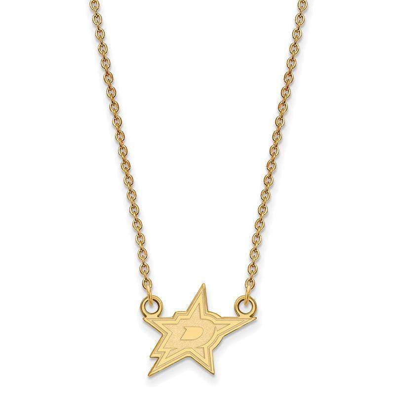 Sterling Silver w-GP NHL LogoArt Dallas Stars Small Pendant w-Necklace - Seattle Gold Grillz