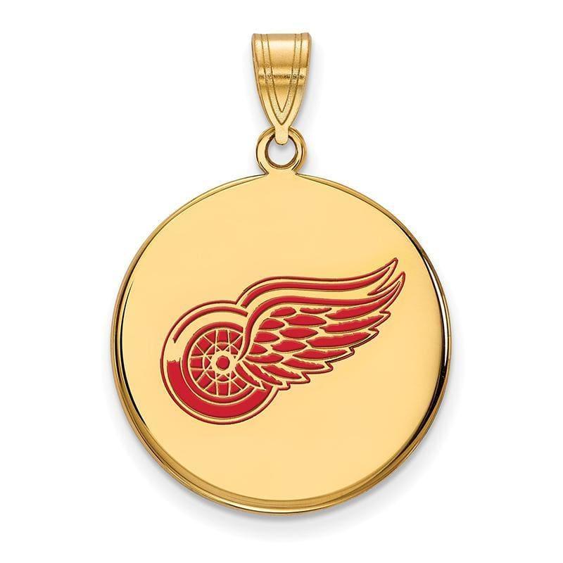 Sterling Silver w-GP NHL LogoArt Detroit Red Wings Lg Enl Disc Pendant - Seattle Gold Grillz