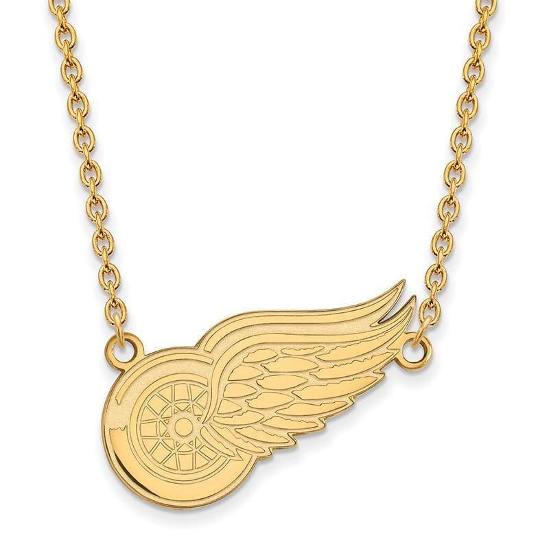 Sterling Silver w-GP NHL LogoArt Detroit Red Wings Lg Pendant w-Necklace - Seattle Gold Grillz