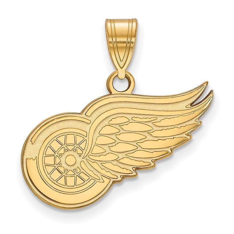 Sterling Silver w-GP NHL LogoArt Detroit Red Wings Medium Pendant - Seattle Gold Grillz