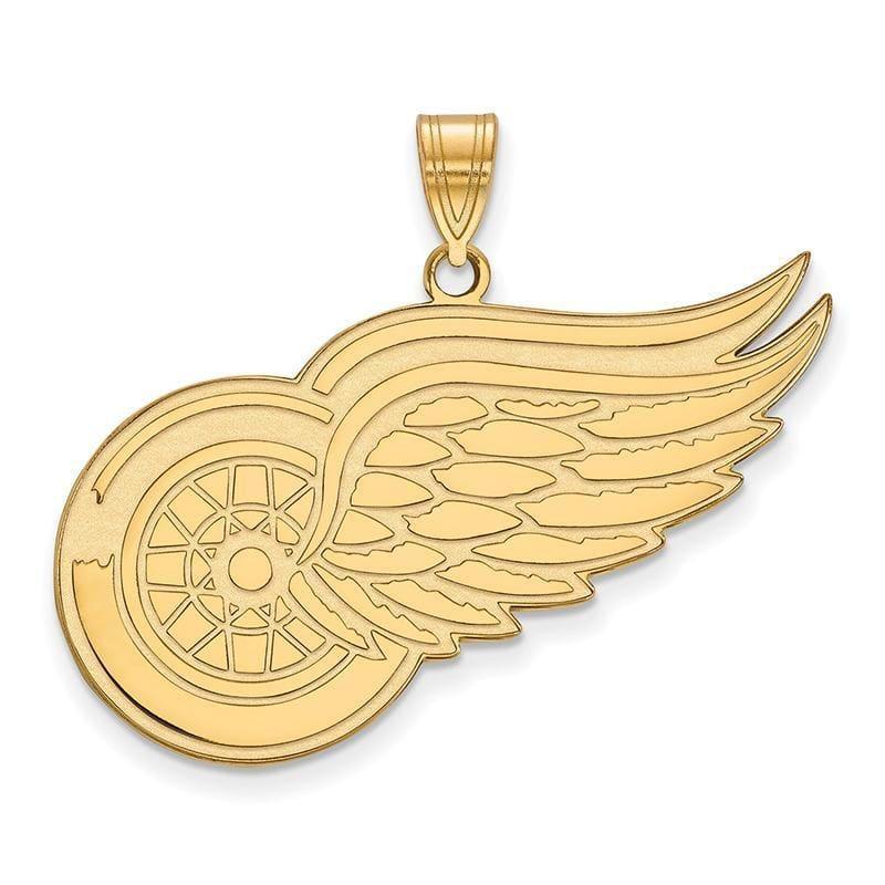 Sterling Silver w-GP NHL LogoArt Detroit Red Wings XL Pendant - Seattle Gold Grillz