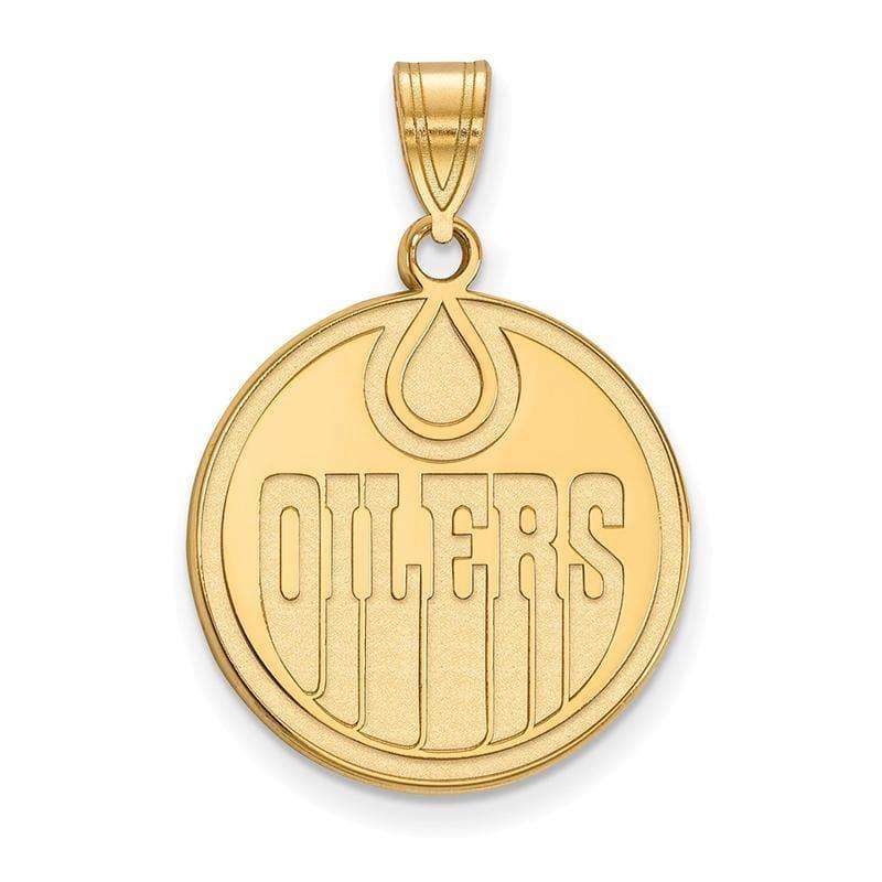 Sterling Silver w-GP NHL LogoArt Edmonton Oilers Large Pendant - Seattle Gold Grillz