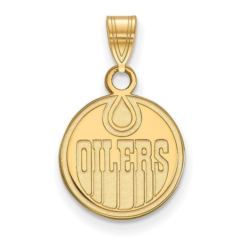 Sterling Silver w-GP NHL LogoArt Edmonton Oilers Small Pendant - Seattle Gold Grillz