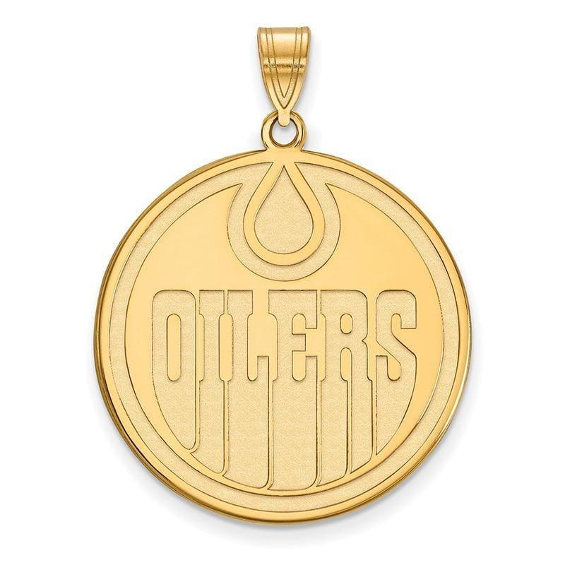 Sterling Silver w-GP NHL LogoArt Edmonton Oilers XL Pendant - Seattle Gold Grillz