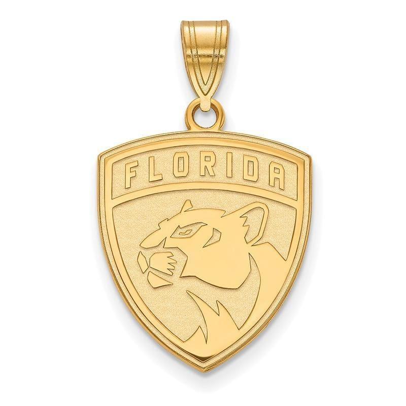 Sterling Silver w-GP NHL LogoArt Florida Panthers Large Pendant - Seattle Gold Grillz