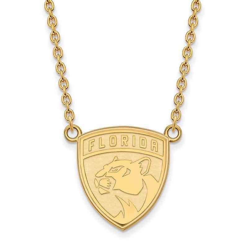 Sterling Silver w-GP NHL LogoArt Florida Panthers Large Pendant w-Necklace - Seattle Gold Grillz