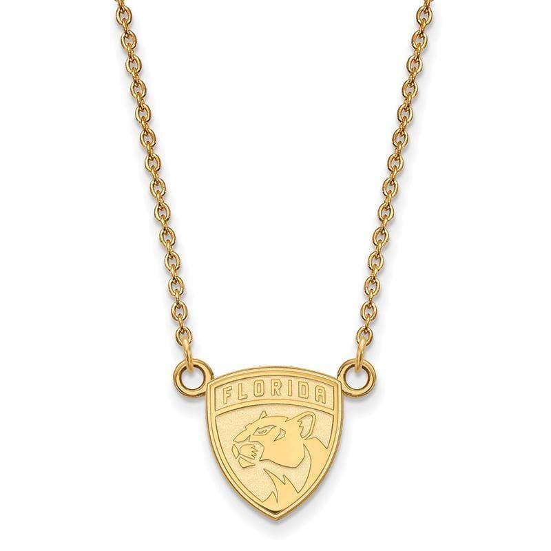 Sterling Silver w-GP NHL LogoArt Florida Panthers Small Pend w-Necklace - Seattle Gold Grillz