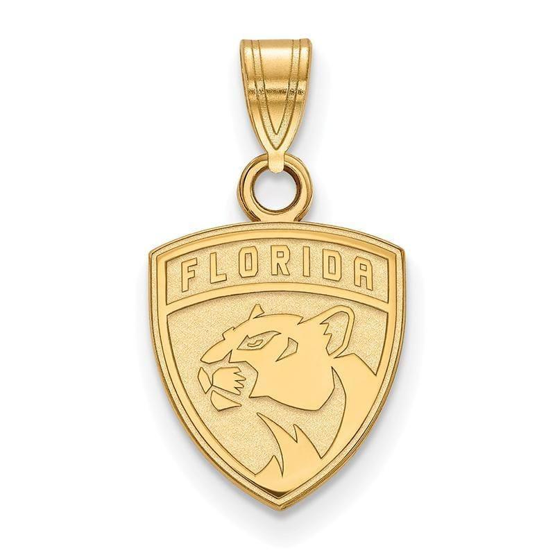 Sterling Silver w-GP NHL LogoArt Florida Panthers Small Pendant - Seattle Gold Grillz