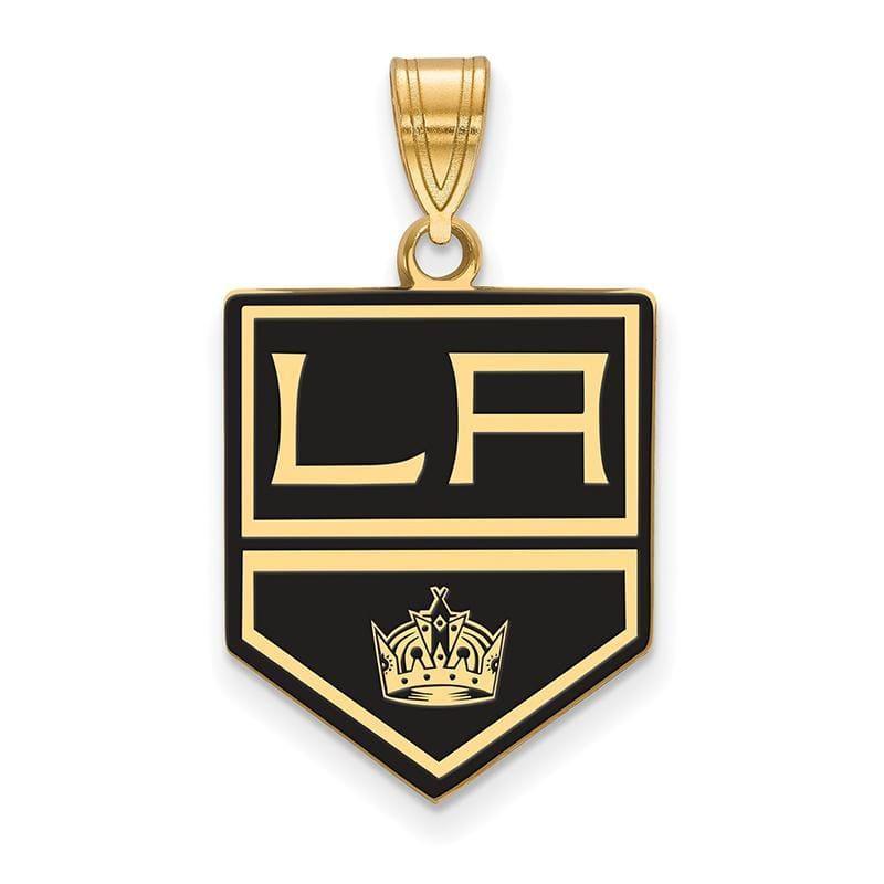 Sterling Silver w-GP NHL LogoArt Los Angeles Kings Large Enamel Pendant - Seattle Gold Grillz