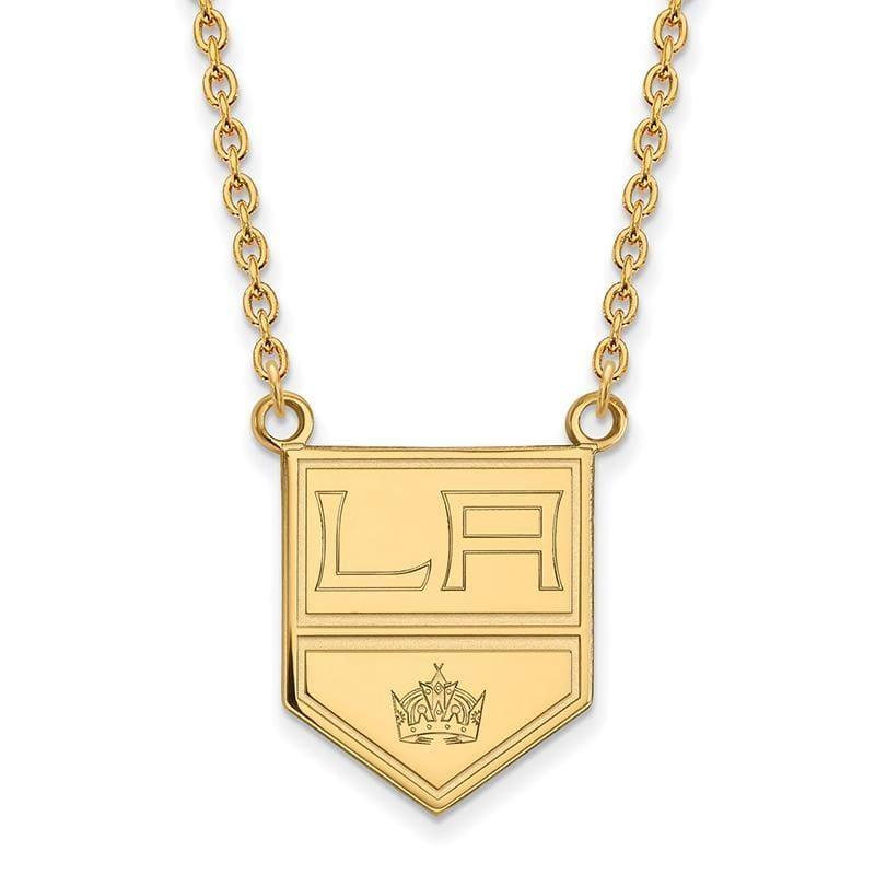 Sterling Silver w-GP NHL LogoArt Los Angeles Kings Large Pend w-Necklace - Seattle Gold Grillz