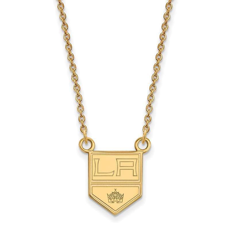 Sterling Silver w-GP NHL LogoArt Los Angeles Kings Small Pend w-Necklace - Seattle Gold Grillz