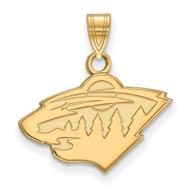 Sterling Silver w-GP NHL LogoArt Minnesota Wild Small Pendant - Seattle Gold Grillz