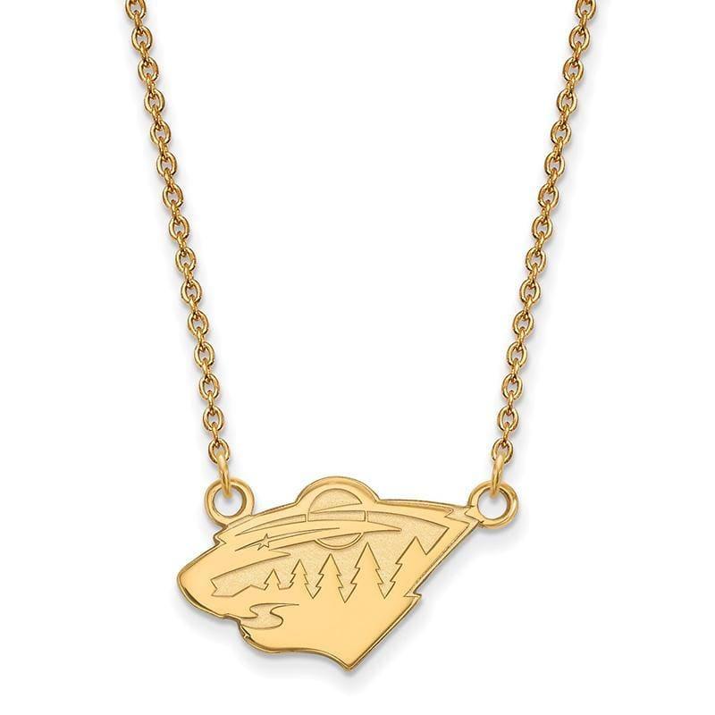 Sterling Silver w-GP NHL LogoArt Minnesota Wild Small Pendant w-Necklace - Seattle Gold Grillz