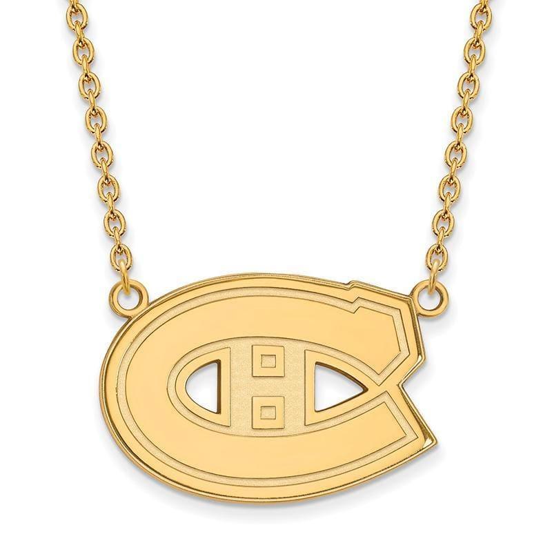 Sterling Silver w-GP NHL LogoArt Montreal Canadiens Lg Pend w-Necklace - Seattle Gold Grillz