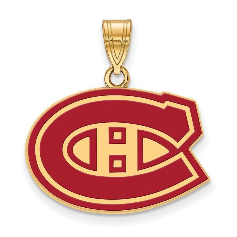 Sterling Silver w-GP NHL LogoArt Montreal Canadiens Medium Enl Pendant - Seattle Gold Grillz