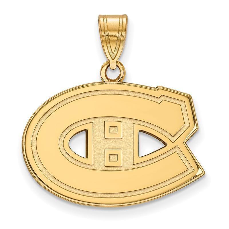 Sterling Silver w-GP NHL LogoArt Montreal Canadiens Medium Pendant - Seattle Gold Grillz