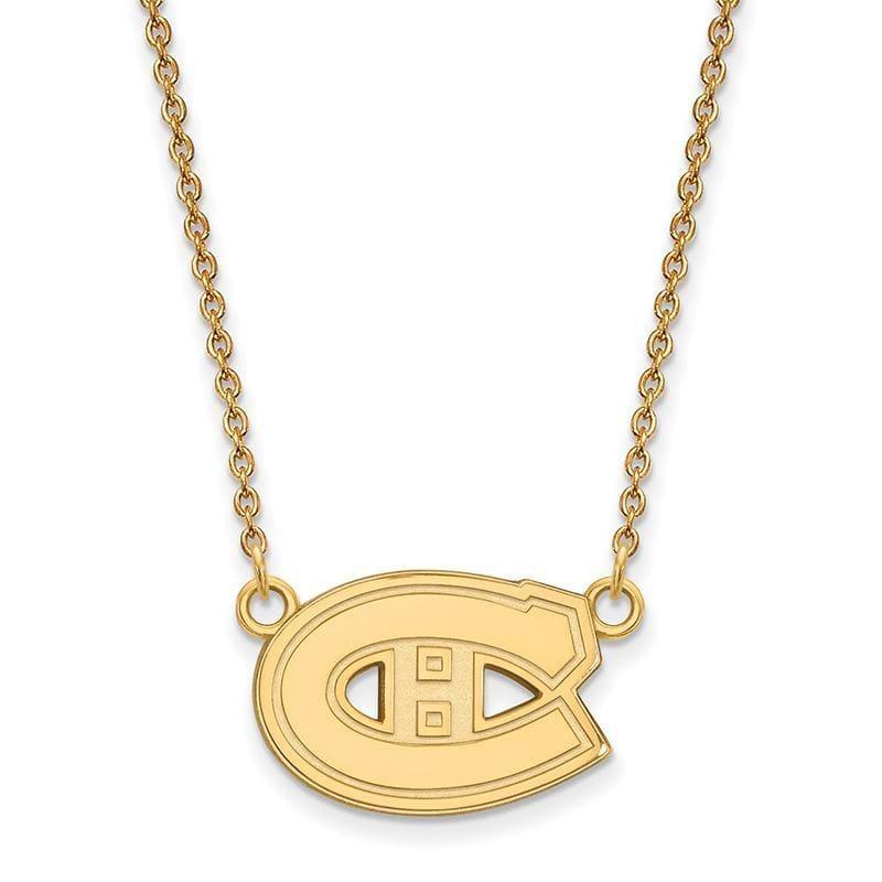 Sterling Silver w-GP NHL LogoArt Montreal Canadiens Sm Pend w-Necklace - Seattle Gold Grillz