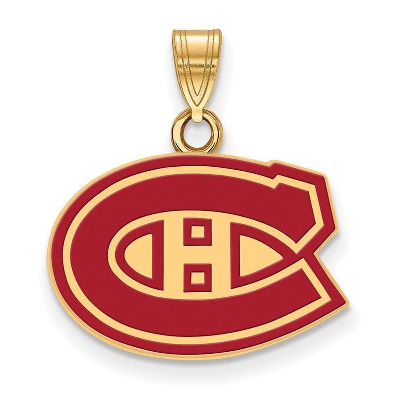 Sterling Silver w-GP NHL LogoArt Montreal Canadiens Small Enamel Pendant - Seattle Gold Grillz