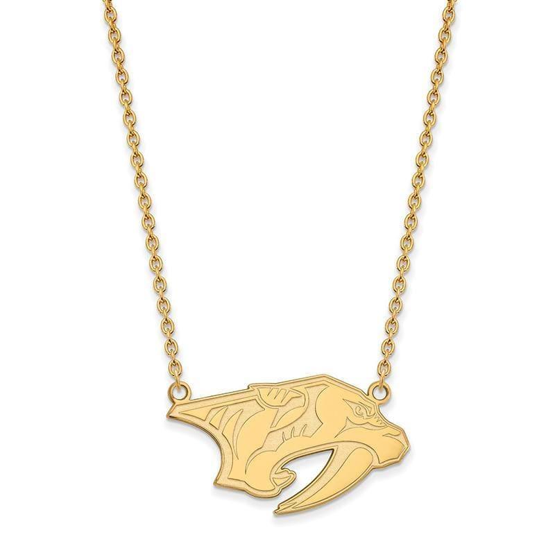 Sterling Silver w-GP NHL LogoArt Nashville Predators Large Pend w-Necklace - Seattle Gold Grillz