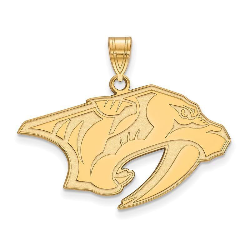 Sterling Silver w-GP NHL LogoArt Nashville Predators Large Pendant - Seattle Gold Grillz