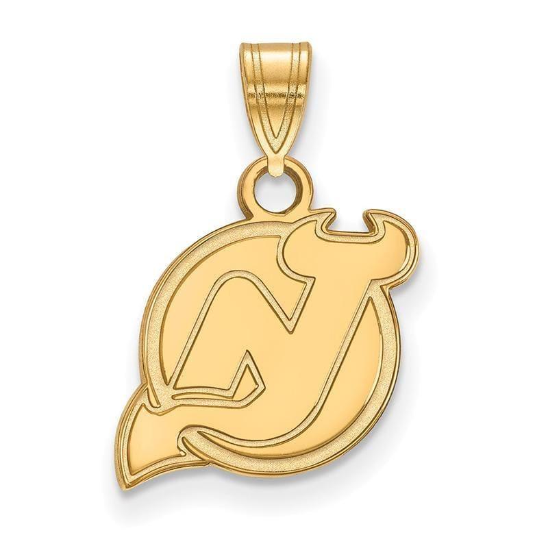 Sterling Silver w-GP NHL LogoArt New Jersey Devils Small Pendant - Seattle Gold Grillz