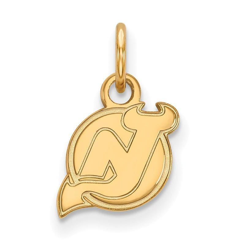 Sterling Silver w-GP NHL LogoArt New Jersey Devils XS Pendant - Seattle Gold Grillz