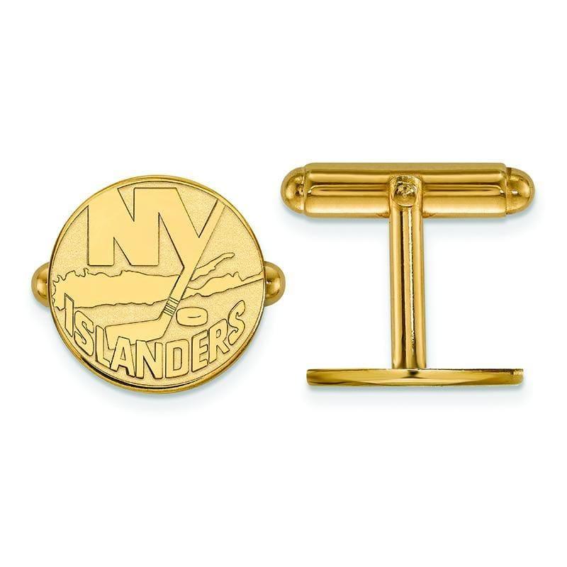 Sterling Silver w-GP NHL LogoArt New York Islanders Cuff Links - Seattle Gold Grillz