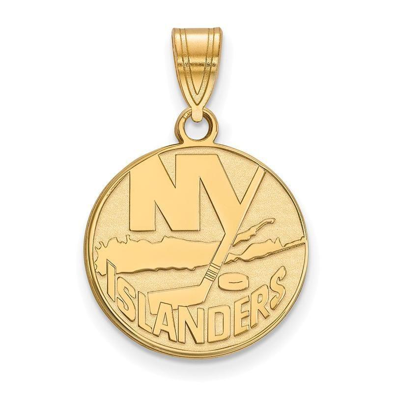 Sterling Silver w-GP NHL LogoArt New York Islanders Medium Pendant - Seattle Gold Grillz