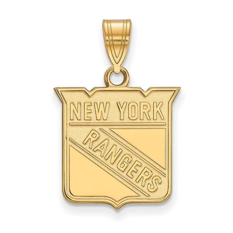 Sterling Silver w-GP NHL LogoArt New York Rangers Medium Pendant - Seattle Gold Grillz