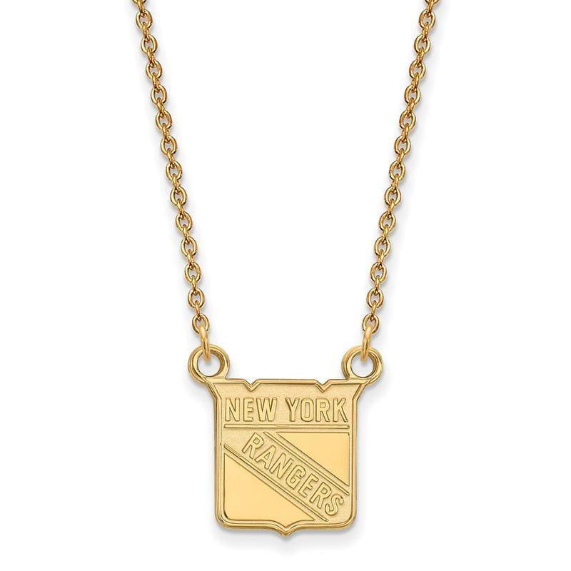 Sterling Silver w-GP NHL LogoArt New York Rangers Small Pend w-Necklace - Seattle Gold Grillz