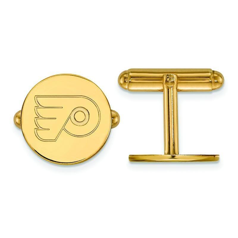 Sterling Silver w-GP NHL LogoArt Philadelphia Flyers Cuff Links - Seattle Gold Grillz