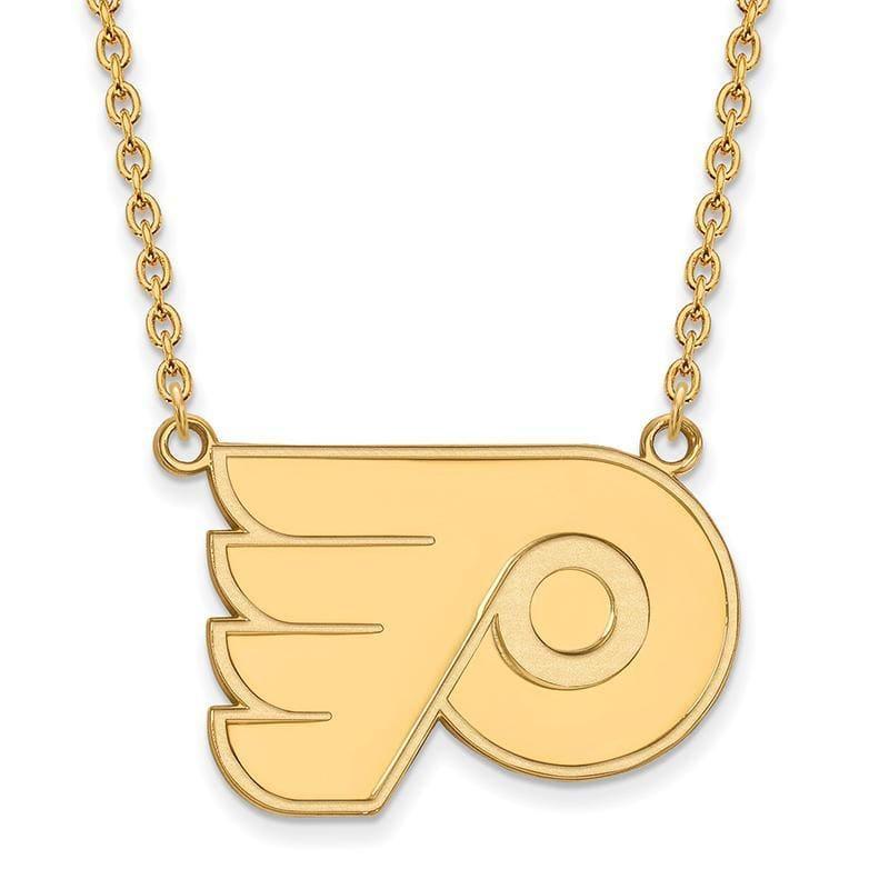 Sterling Silver w-GP NHL LogoArt Philadelphia Flyers Large Pend w-Necklace - Seattle Gold Grillz