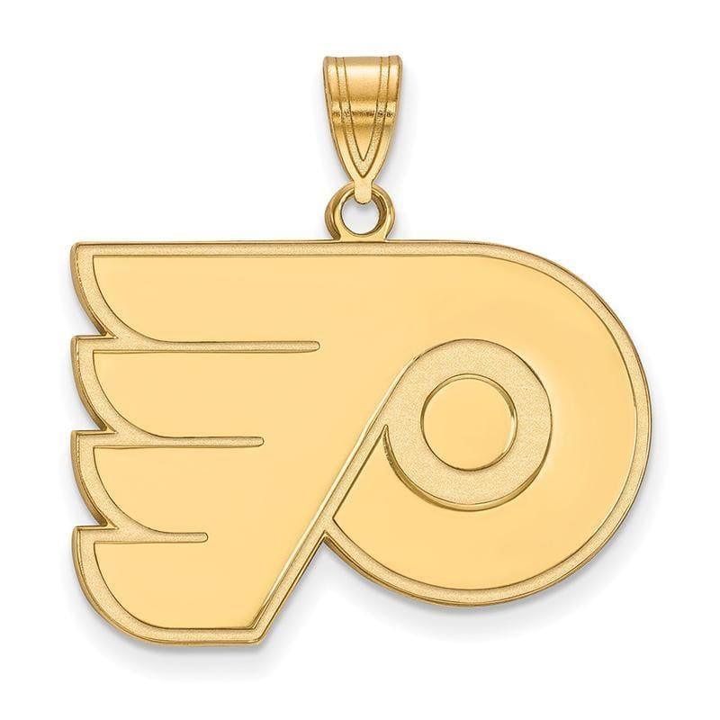 Sterling Silver w-GP NHL LogoArt Philadelphia Flyers Large Pendant - Seattle Gold Grillz