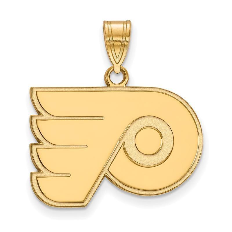 Sterling Silver w-GP NHL LogoArt Philadelphia Flyers Medium Pendant - Seattle Gold Grillz