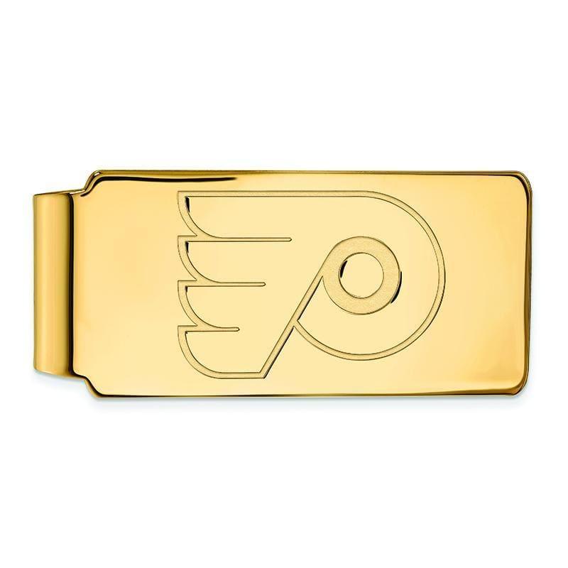 Sterling Silver w-GP NHL LogoArt Philadelphia Flyers Money Clip - Seattle Gold Grillz