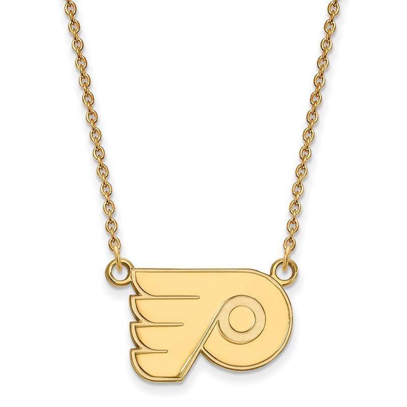 Sterling Silver w-GP NHL LogoArt Philadelphia Flyers Sm Pend w-Necklace - Seattle Gold Grillz