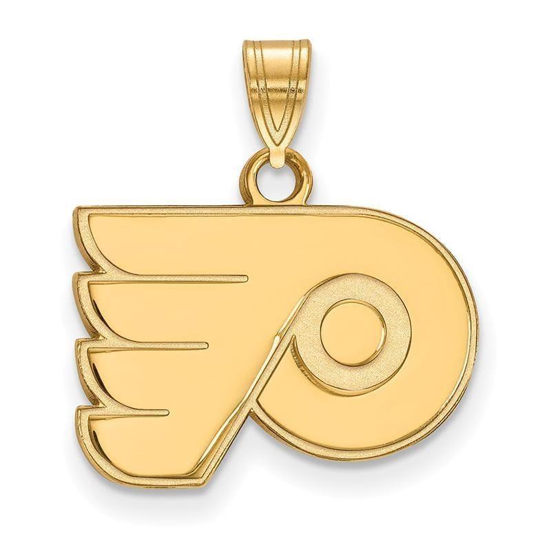 Sterling Silver w-GP NHL LogoArt Philadelphia Flyers Small Pendant - Seattle Gold Grillz