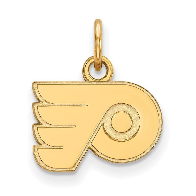 Sterling Silver w-GP NHL LogoArt Philadelphia Flyers XS Pendant - Seattle Gold Grillz