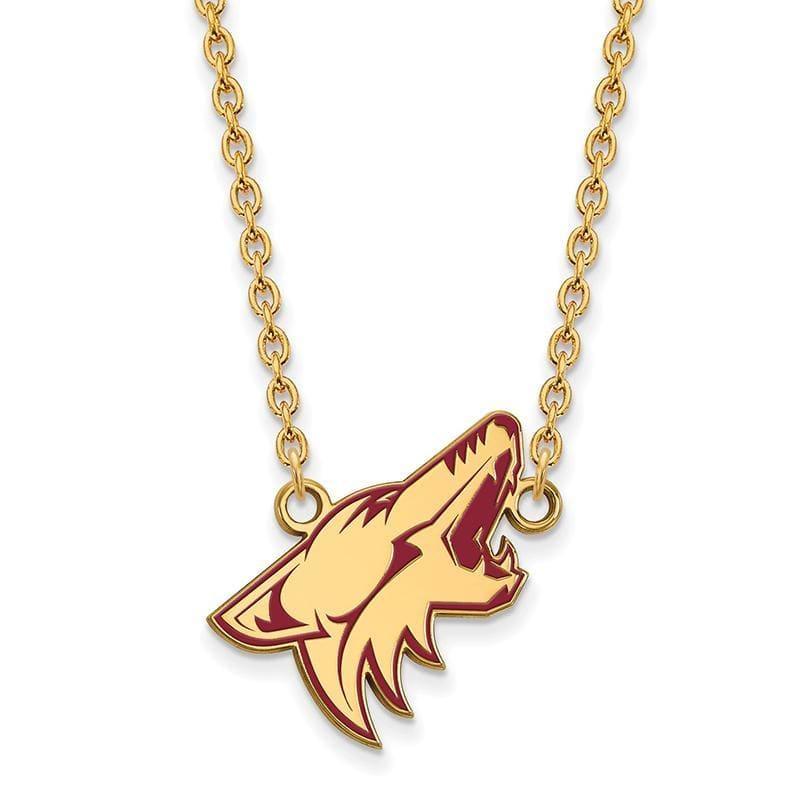 Sterling Silver w-GP NHL LogoArt Phoenix Coyotes Lg Enl Pendant w-Necklace - Seattle Gold Grillz