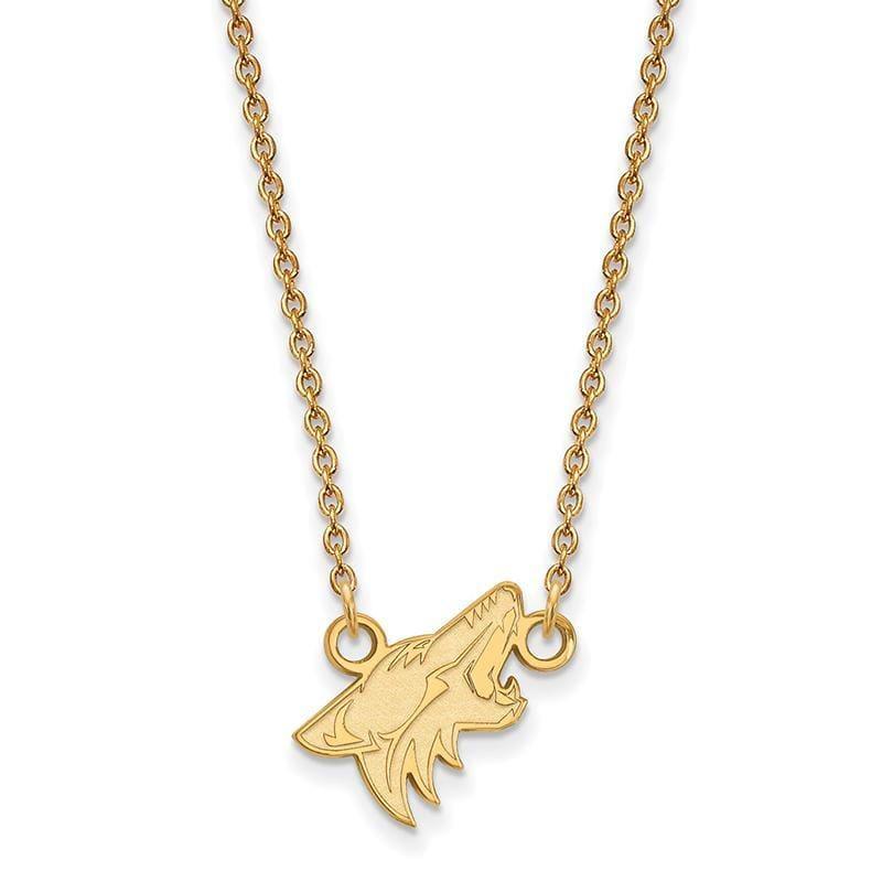 Sterling Silver w-GP NHL LogoArt Phoenix Coyotes Small Pendant w-Necklace - Seattle Gold Grillz