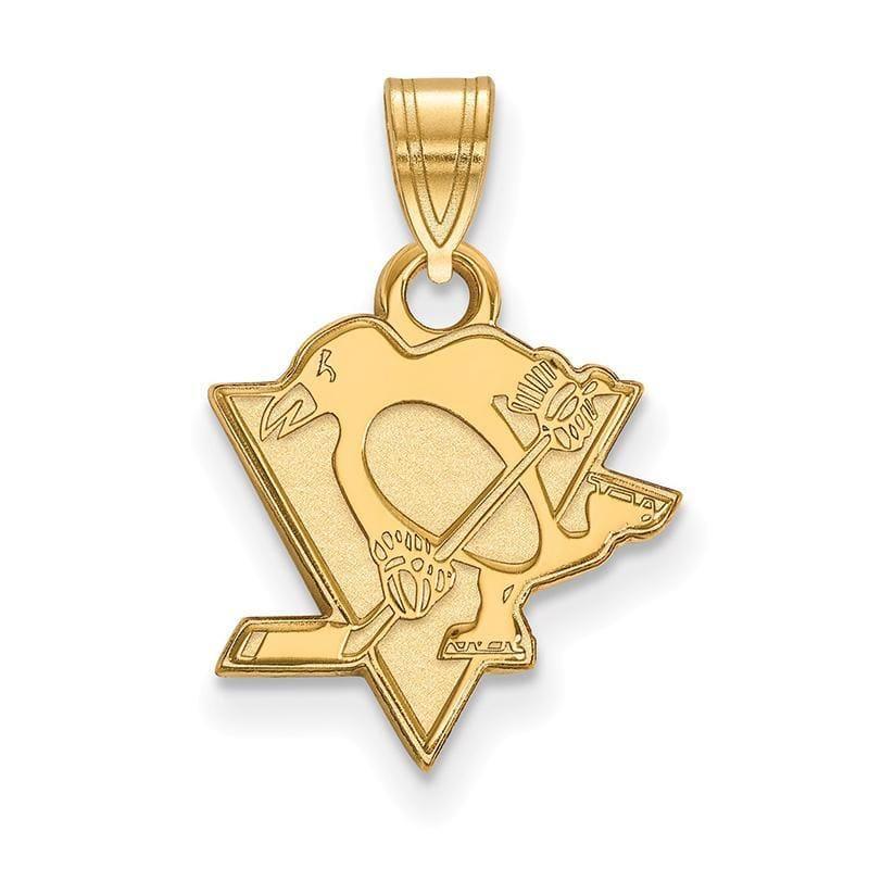 Sterling Silver w-GP NHL LogoArt Pittsburgh Penguins Small Pendant - Seattle Gold Grillz